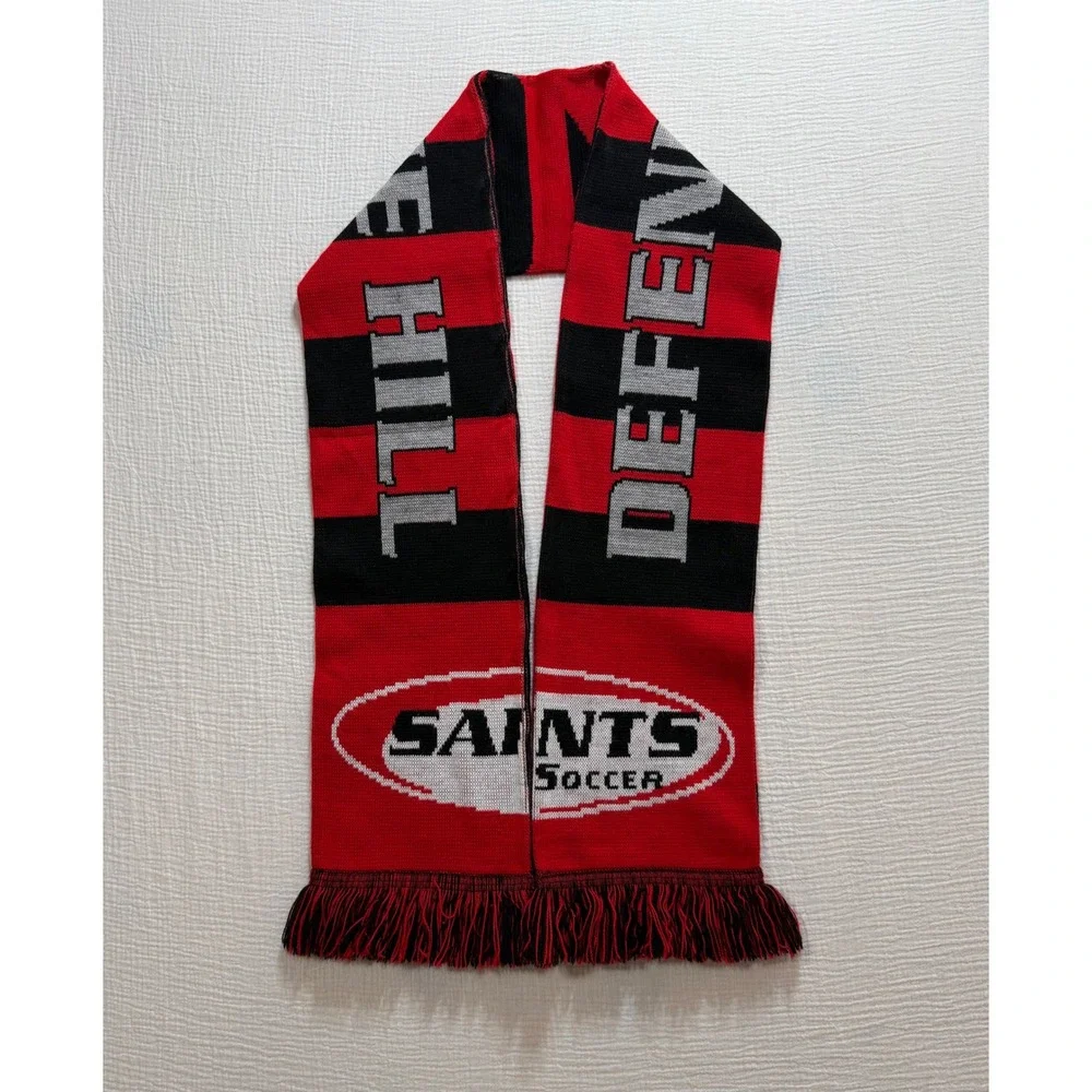 Saints Soccer Scarf‎ Red Black Knit Fringe Team Fan Merchandise Ruffneck Scarves